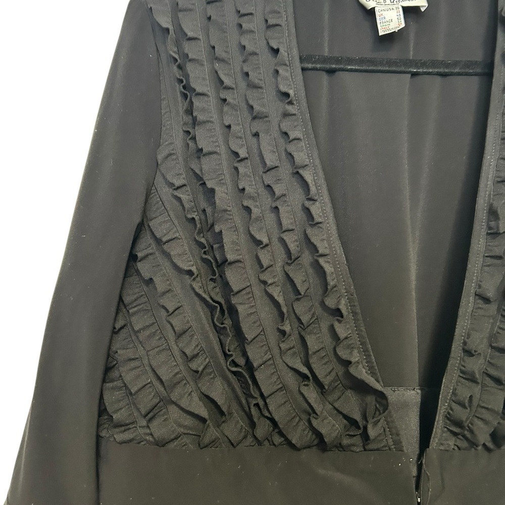 Joseph Ribkoff Black Textured Ruffle Sweater Jacket Size 20 - Picture 3 of 6